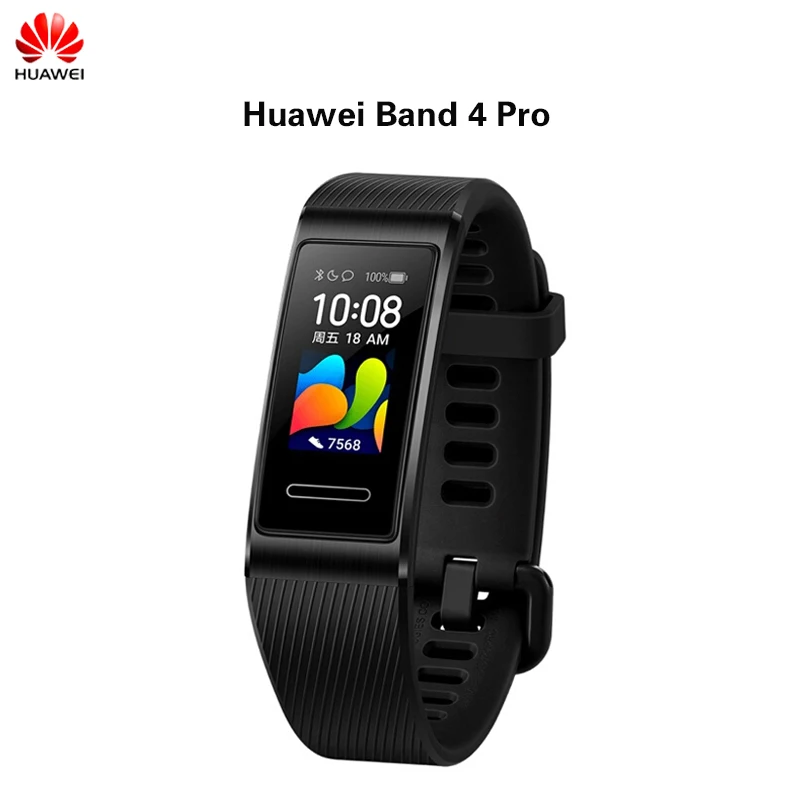 Оригинальные Смарт часы Huawei Band 4 Pro спортивные с GPS цветным сенсорным экраном NFC
