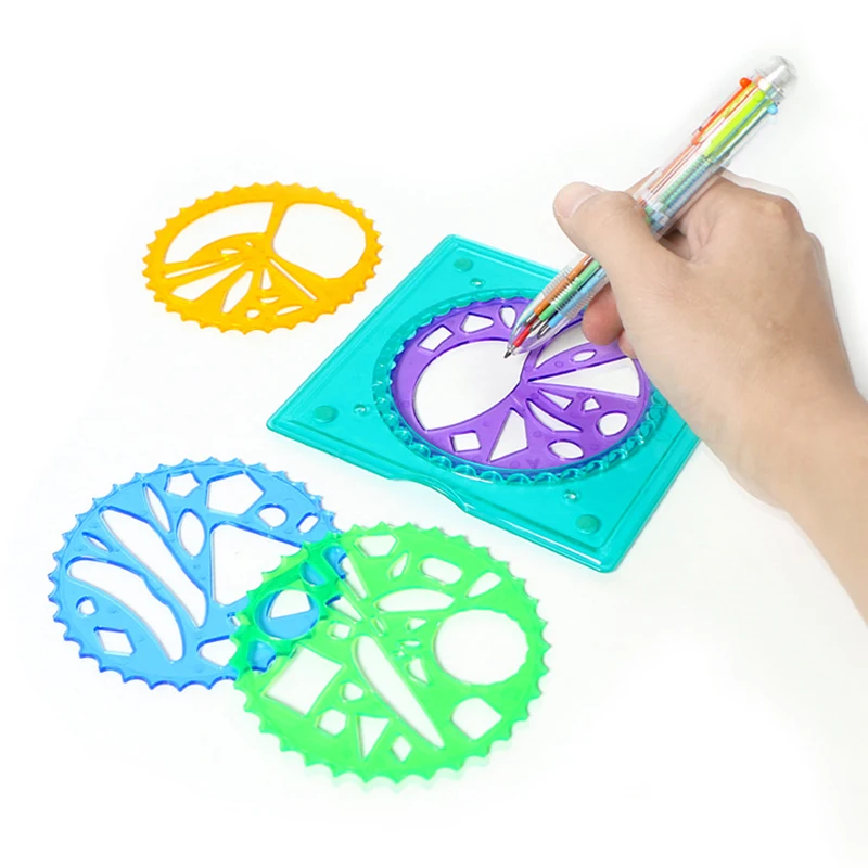 

Spiral Art Design Spirograph Drawing toys playset with more Accessories Interlocking Gears,Wheels Interchangeable frame pieces