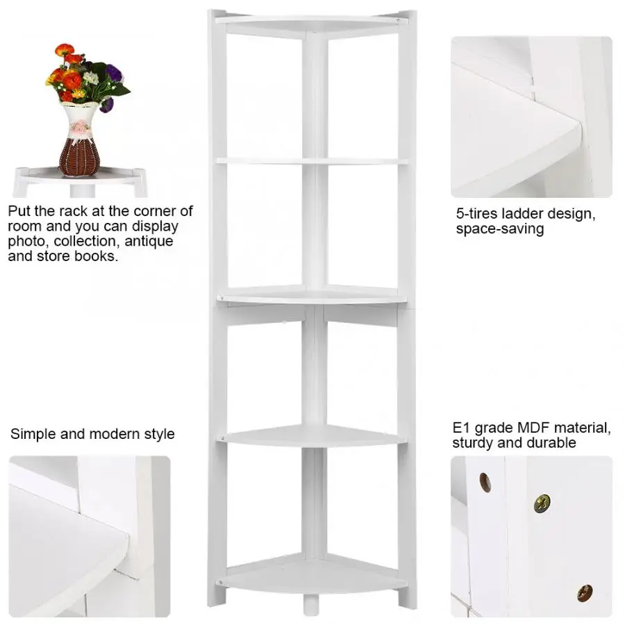 5 уровневая угловая домашняя полка для хранения книг компакт дисков вазы
