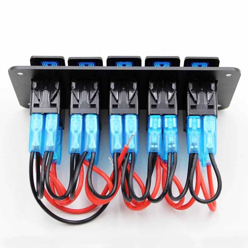 

12V-24V 5 Gang Blue Rocker Switch Panel Circuit Breaker Boat Marine Waterproof