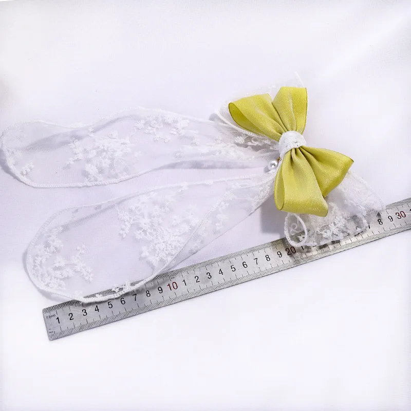 

New Fashion Elegant Solid Streamer Bow Hairpins Girl Woman Lace Double layer Bowknot Ribbon Hair Clips Barrette Hair Accessories
