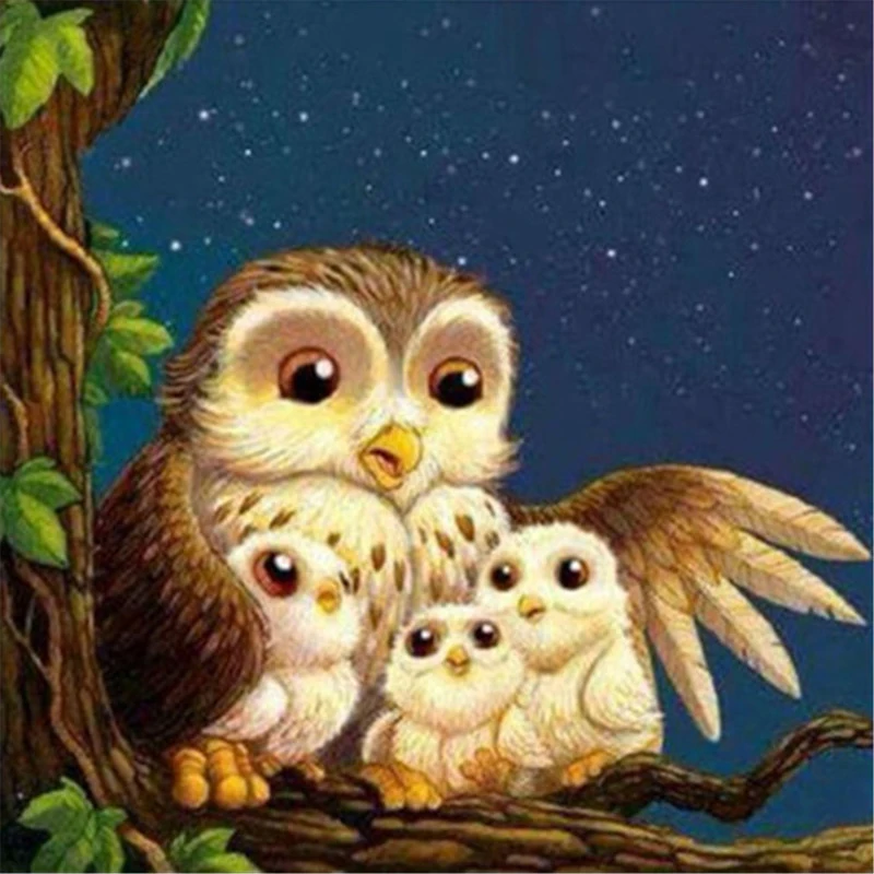 

Daimond DIY 5D Diamond Painting "Owl Family" Full Drill Square/Round Mosaic Embroidery Decoration Cross Stitch Gift Home Decor