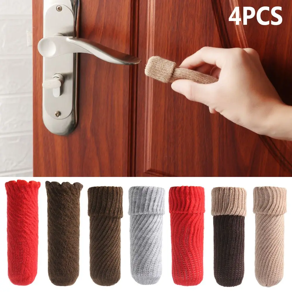 

4 шт., вязаные накладки на дверные ручки для защиты от столкновений