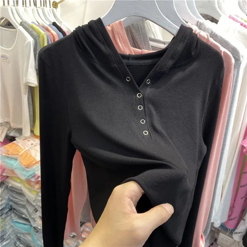 

Свитшот женский с капюшоном, весна-осень 2022, женская футболка, хлопковые блузы, Модный Топ с длинным рукавом, базовая одежда для женщин