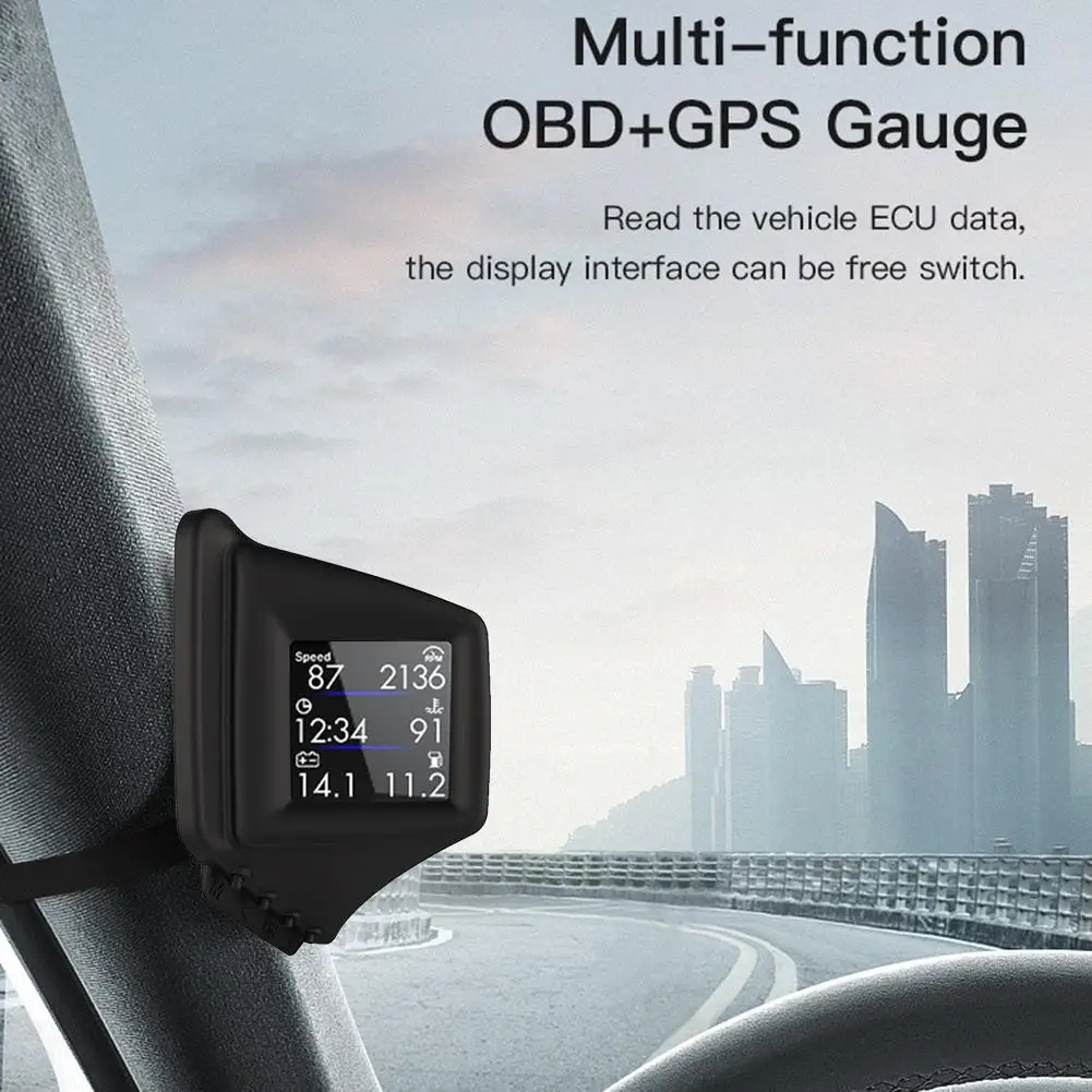 

OBD2 GPS HUD Head Up Display Speedometer KMH/MPH On-board Computer Oil Consumption Water Temp Compass Head-up Display