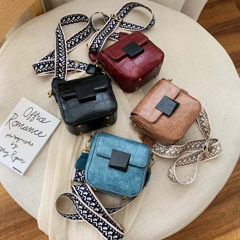 Hot Sale 2019 Bags Women Fashion Simple Stone Pattern Shoulder Bag Summer New Small Square Wide Messenger | Багаж и сумки