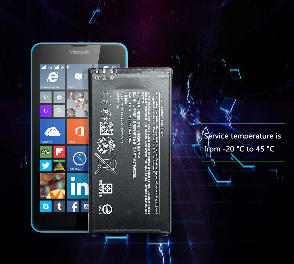 Батарея BV-T5C 2500 ма-ч для microsoft Nokia Lumia 640 RM-1109 RM-1113 RM-1072 RM-1073 RM-1077 RM BV T5C