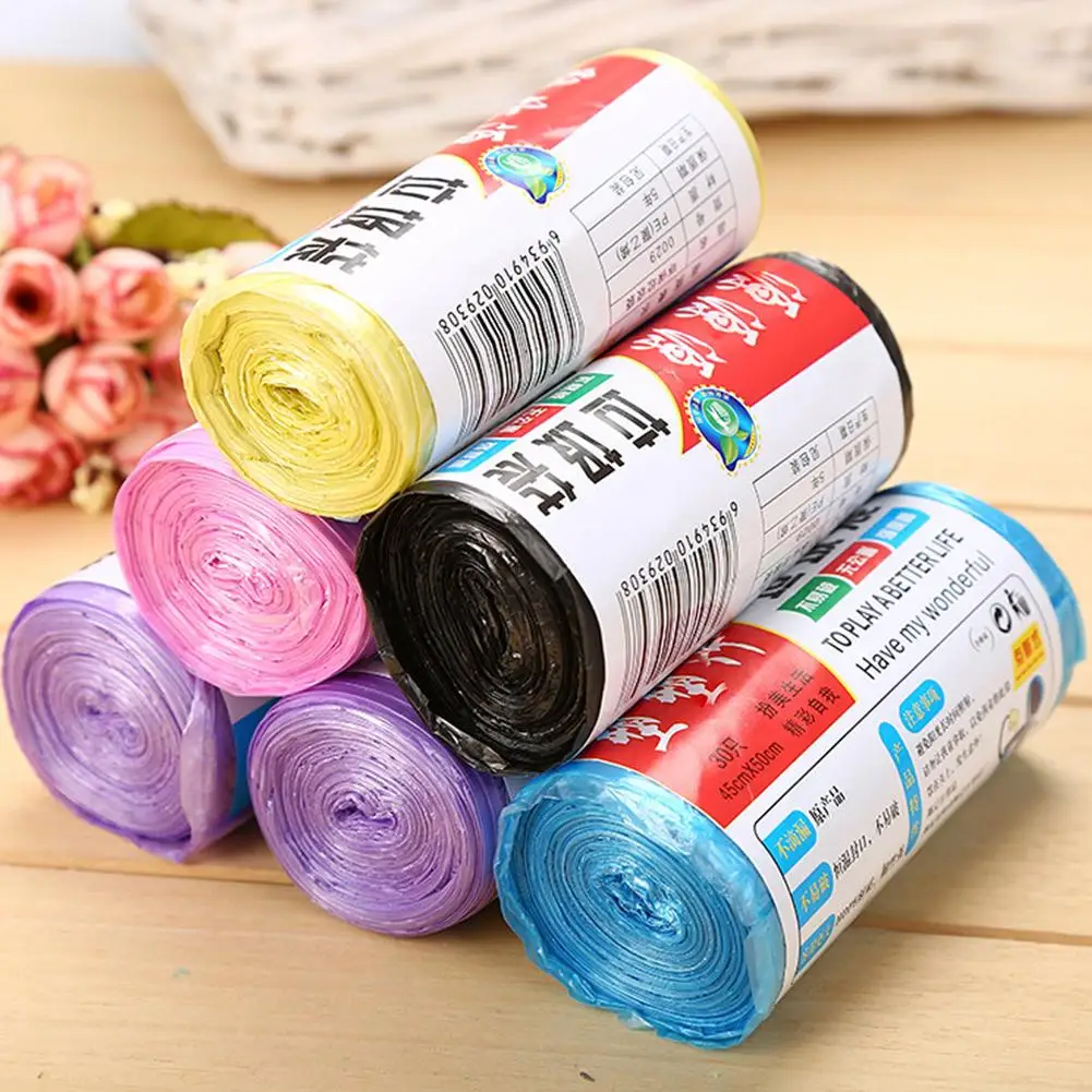 

1 Roll 30Pcs Household Disposable Trash Pouch Kitchen Storage Garbage Bags Cleaning Waste Bag Plastic Bag