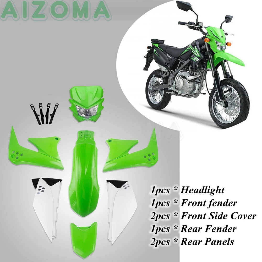Зеленый грязевой навес фары питбайка боковая крышка обтекатель полный комплект