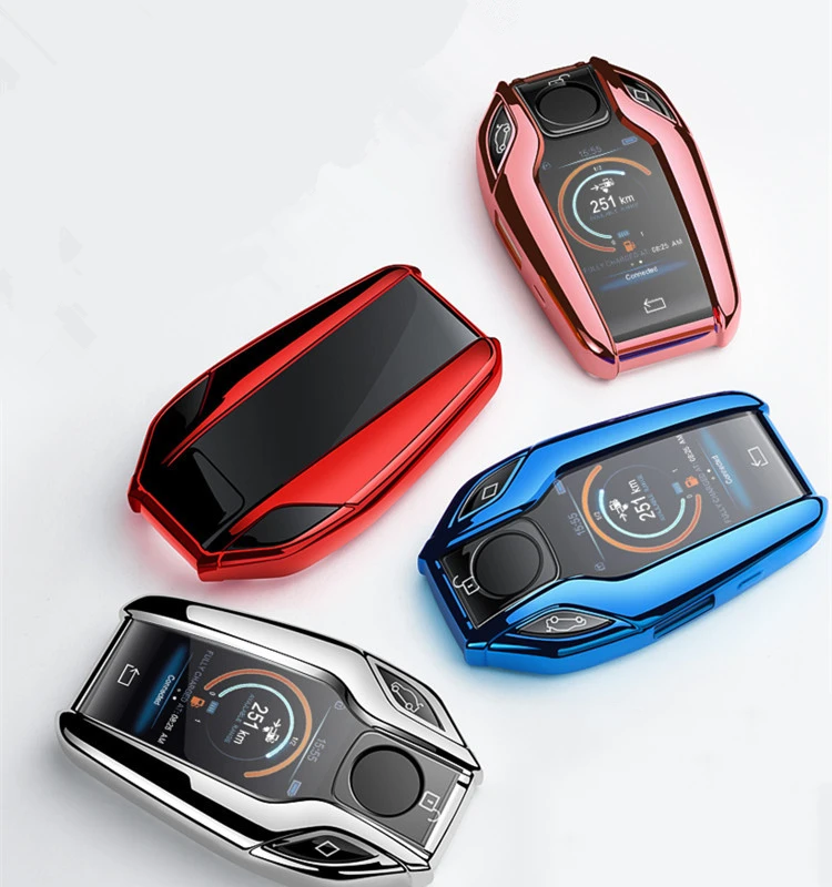 Мягкий TPU чехол для автомобиля полностью светодиодный Дисплей ключ в виде