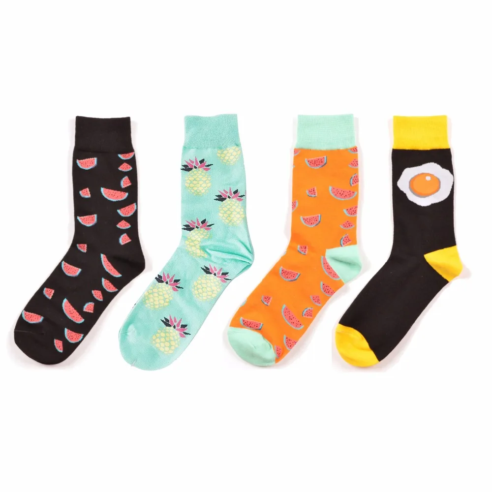 Носки для взрослых до середины голени с рисунком фруктов Арбузов бананов яиц