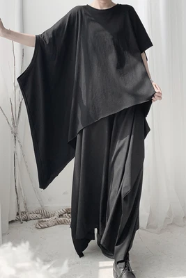 Женская Асимметричная футболка белая большого размера с круглым вырезом и