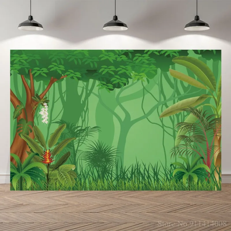 

Фон для фотосъемки с изображением весеннего мультяшного леса пышная зеленая трава цветочные цветы цветущие цветы дети ребенок девочка мал...