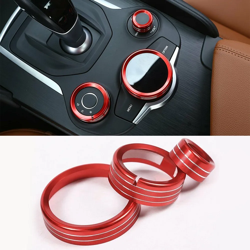 

Accessories Console Knob Cover Console Cover For Romeo Giulia Stelvio Knob Multimedia Red Set 2017-2019