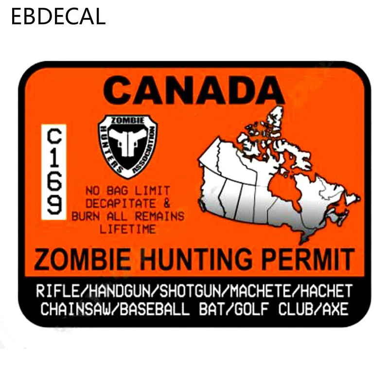 Зомби Охота Разрешение Канада для Авто/бампер/окно/настенные наклейки DIY Декор