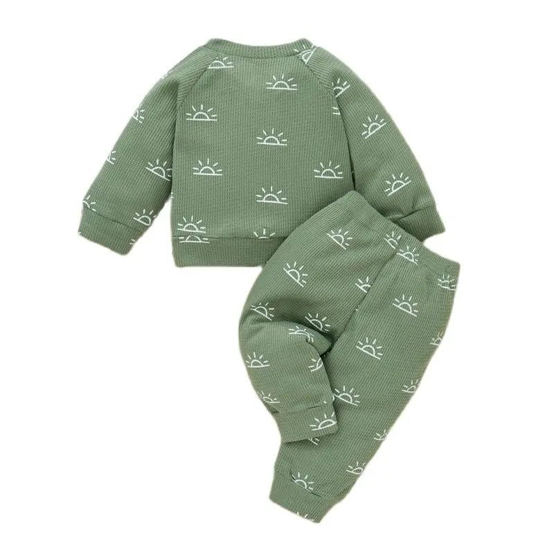 

Infant And Young Children's Wear Set 2022 Spring Children's Wear Long Sleeved Trousers Sun Printed Leisure Sports Two-piece Set