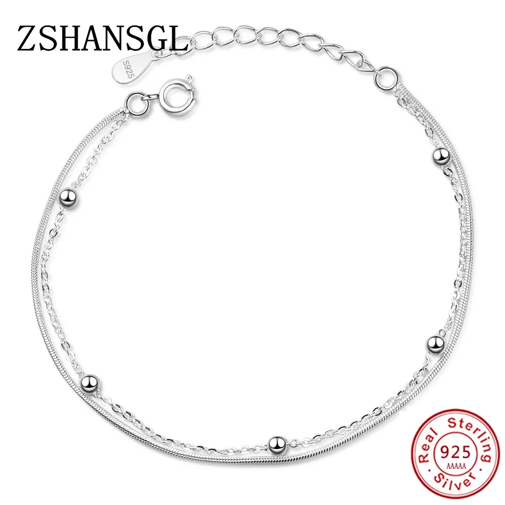 

New Double-deck Bracelet & Bangle Adjustable Mujer Charm 925 Stamp Bracelet for Women Bridal Wedding Jewelry