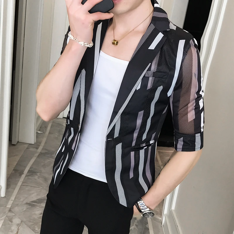 Мужские открытые блейзеры дизайнерское пальто с принтом мужская летняя тонкая