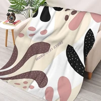 abstract organic shapes and leaves mid century modern throw blanket sherpa blanket cover bedding soft blankets