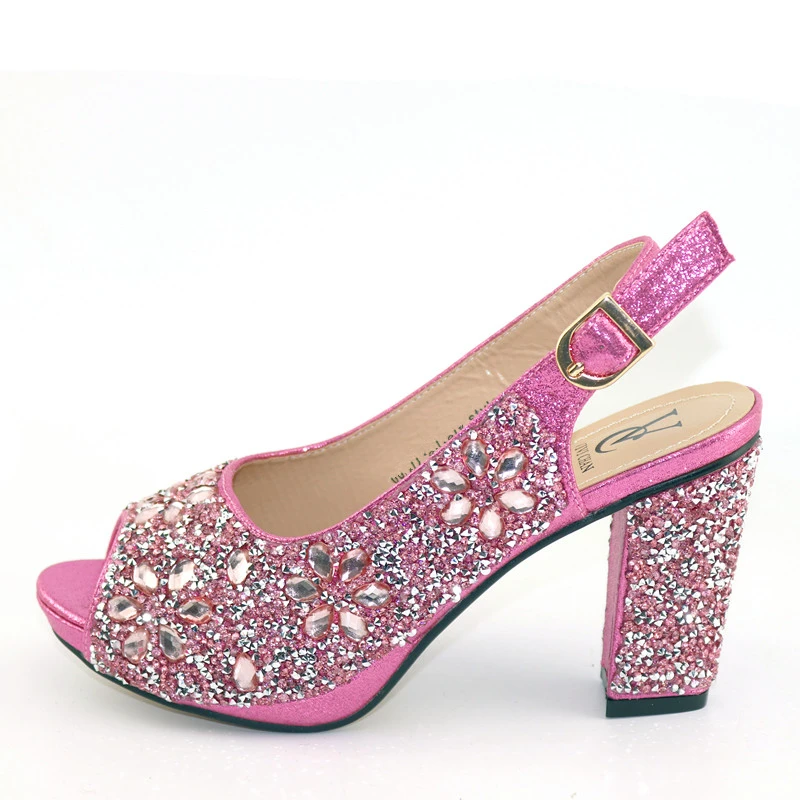 

New Royal Gold Color Italian Ladies Shoes for Parties Rhinestoen Women Wedding ShoesNigerian Shoe High Heels Wedding Lady Shoes