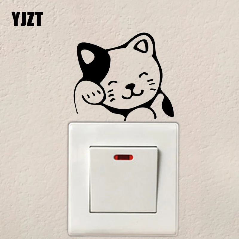 

YJZT с милыми котятами настенный стикер для выключателя виниловые наклейки в виде Фотообоев c переводными картинками дома номер Декор креати...