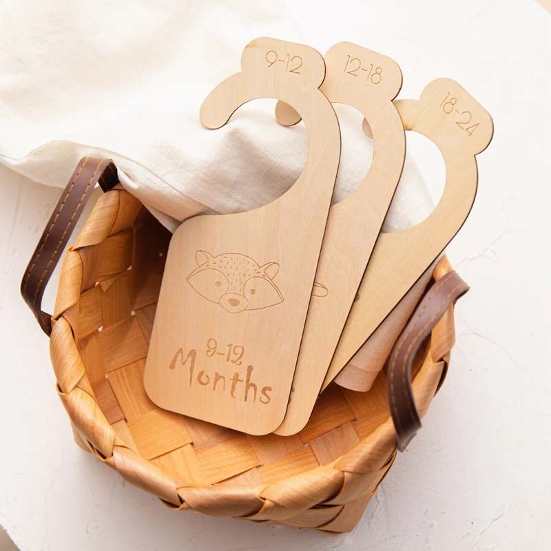 Let's Make 11pc Newborn 24 Months Baby Closet Dividers Wood Nursery Clothes Organizers Wardrobe Divider New Mom Gift |