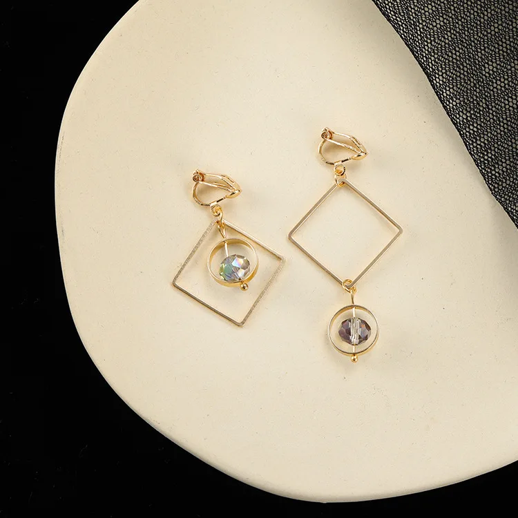 Высококачественные клипсы для ушей без отверстий асимметричных фиолетовых