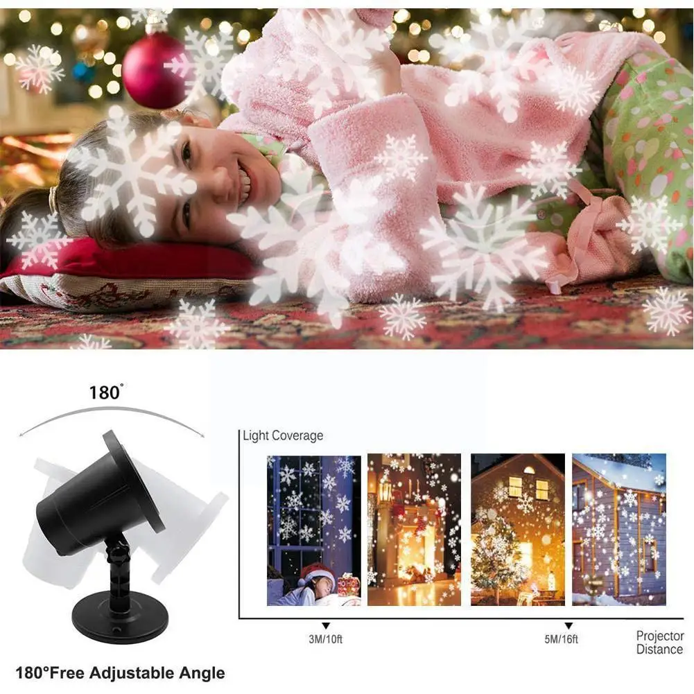 

Christmas Festivals Outdoor LED Lights Snowflake Projector For Home New Year Decorations Street Lighting Waterproof K8G1