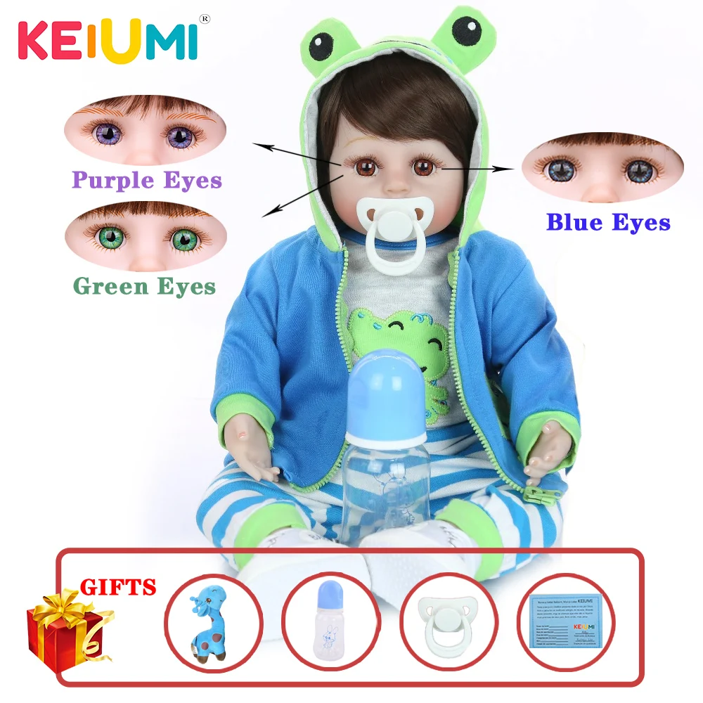 KEIUMI Hot Sale Reborn Baby Doll Soft Silicone Cloth Body Realistic Fashion Doll Newborn Toy With Giraffe Kids Birthday Gifts