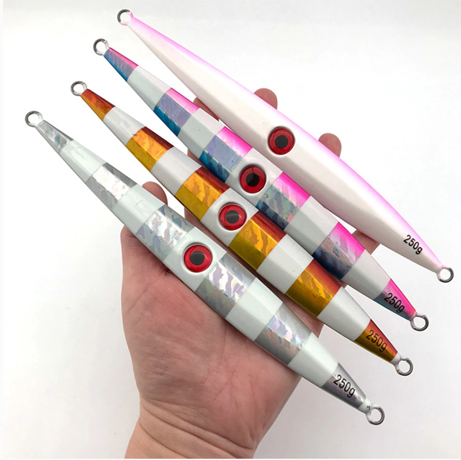 

4PCS Deep Sea Zebra Glow Slow Sinking Jig Fishing Jigging Lure Jigbait Spoon Baits 200/250/300g