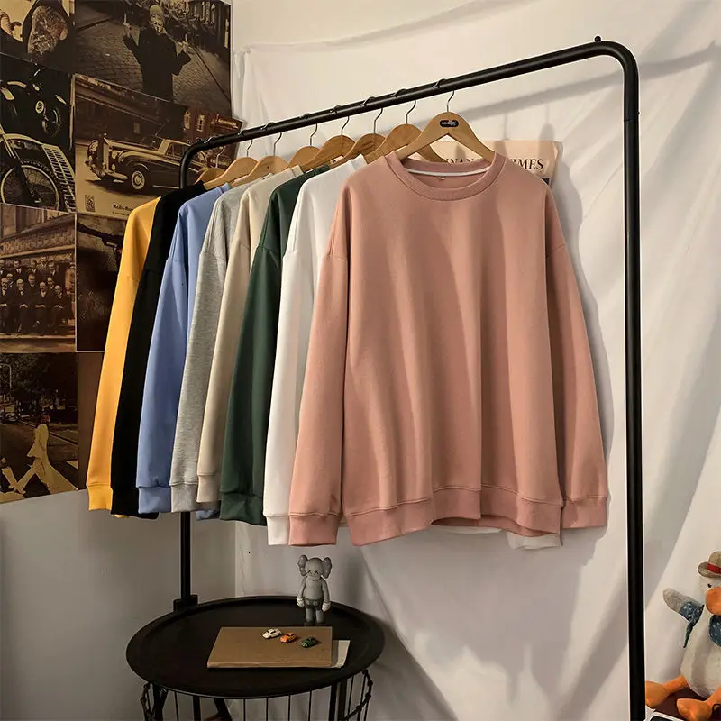 

PR Women's Solid Color Casual Sweatshirts 2021 Autumn New Couple Hoodie Oversize Woman Clothing Streetwear Fashion Pullovers