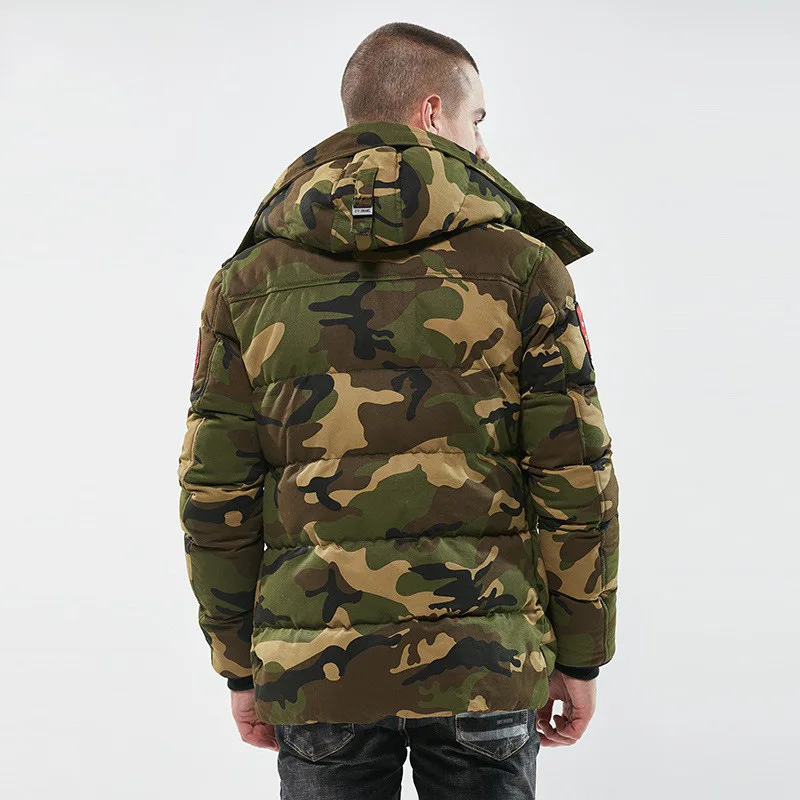 Men's winter coat camouflage thick silk cotton Europe and America warm hooded jacket | Спорт и развлечения