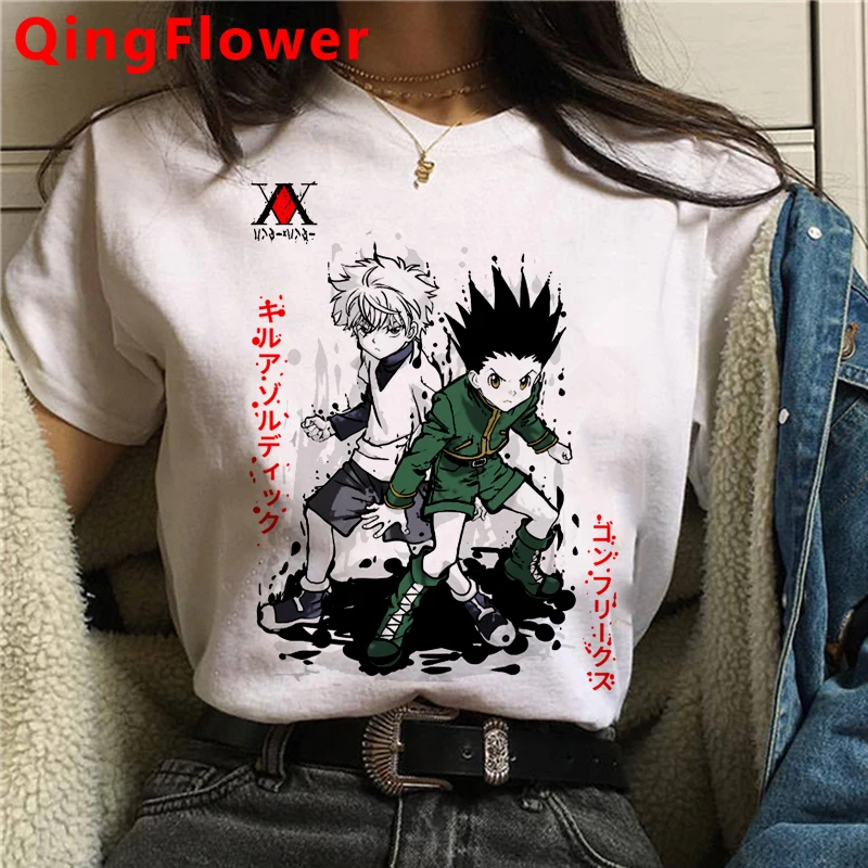 Футболка Kawaii Hunter X Killua Zoldyck Мужская милая рубашка в стиле Харадзюку Курапика 90-х