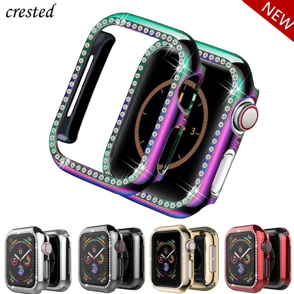 

Bling Cover For Apple watch Case 44mm 40mm iWatch 42mm 38mm Diamond bumper Protector Apple watch series 6 5 4 3 2 SE Accessories
