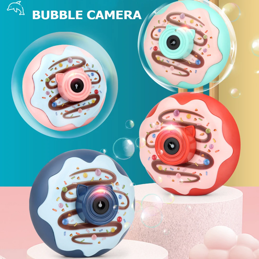 

The new web celebrity Donut Bubbles electromechanical light music automatic bubble camera spread toys hot style
