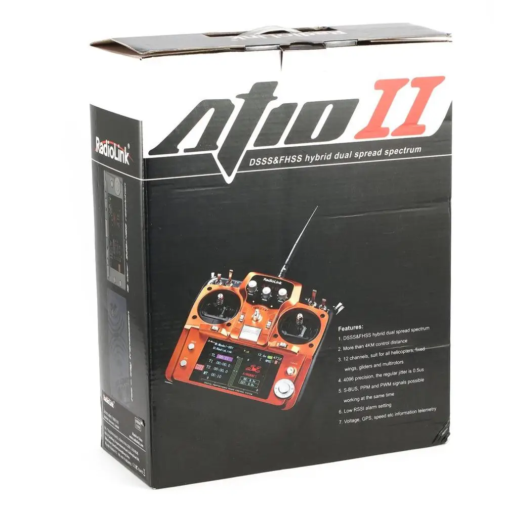 

AT10II 12CH RC Transmitter and Receiver R12DS 2.4GHz Radio Remote Controller for RC Drone/Fixed Wing/Multicopters/Helicopter