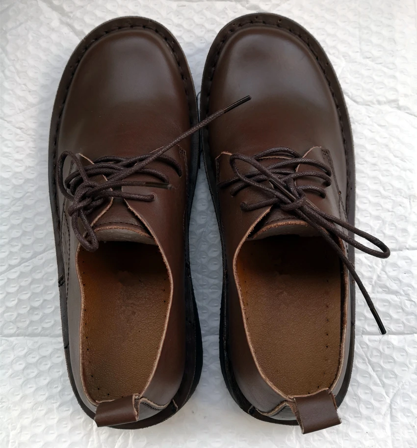 Dark Brown Настоятельно рекомендуем! Мужская повседневная обувь с круглым носком в стиле ретро; Всесезонная обувь для отдыха; мужские кожаные туфли с натуральным лицевым покрытием; мягкие оксфорды на шнуровке - Цвет: Dark Brown