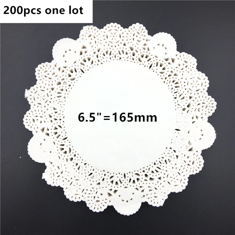 200pcs 165mm 130 шт. 4,5 ''6. 5 ''8,5'' белый круглые бумажные кружевные салфетки Doyleys Винтаж подставки для столовых приборов ремесло, свадьбы, Рождества, Украшение стола - Цвет: 200pcs 165mm