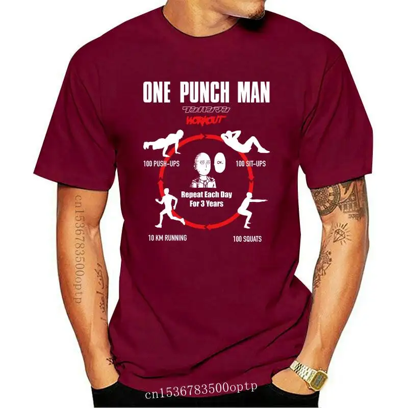

New Revel Shore One Punch Man Saitama Workout Training to Be Bald Funny T-Shirt