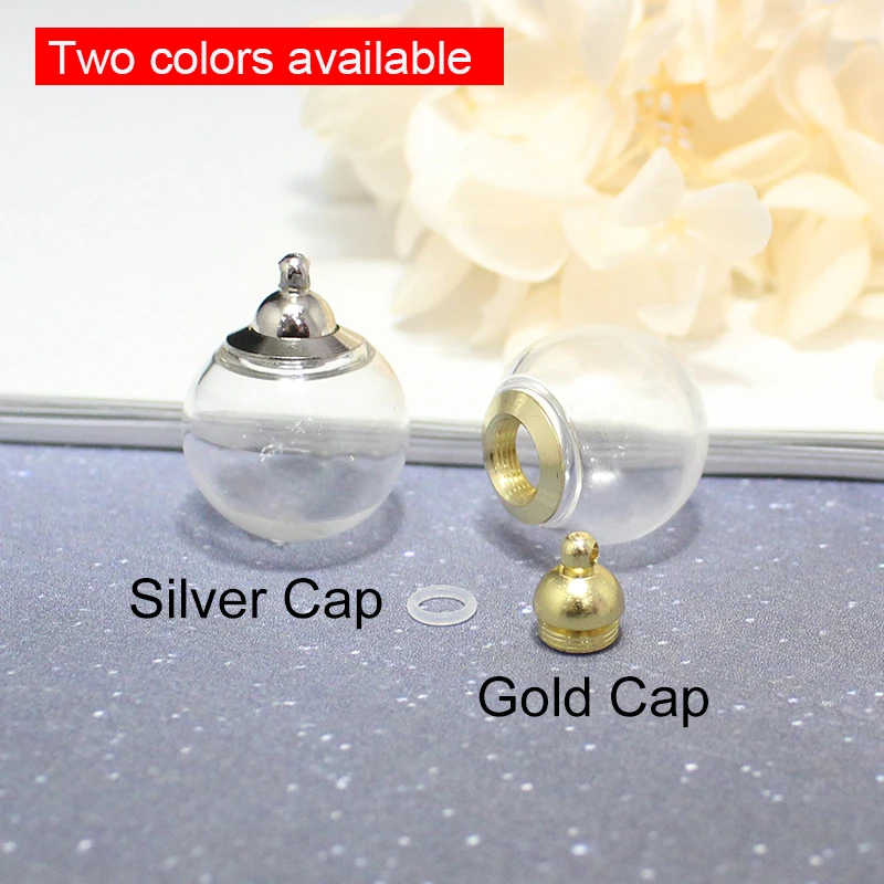 4PCS Pre-glued Screw Cap Glass Globe Pendant Necklaces with Rubber Seal - Small Glass Globes - Glass Vial Pendant DIY Findings image 4
