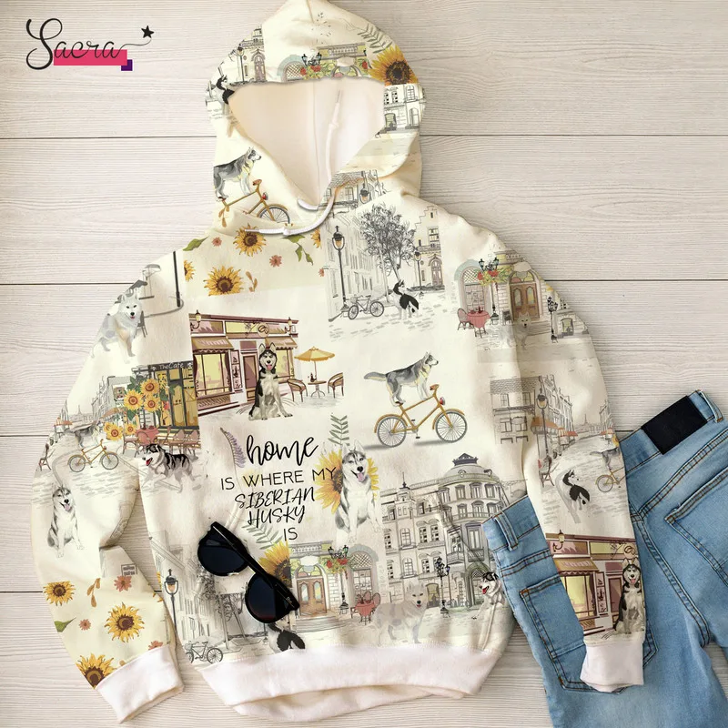 

Hot Sale Men Clothing Usa Size Oversized Hoodie Anime Printing Dog Hooded Long Sleeve Streetwear