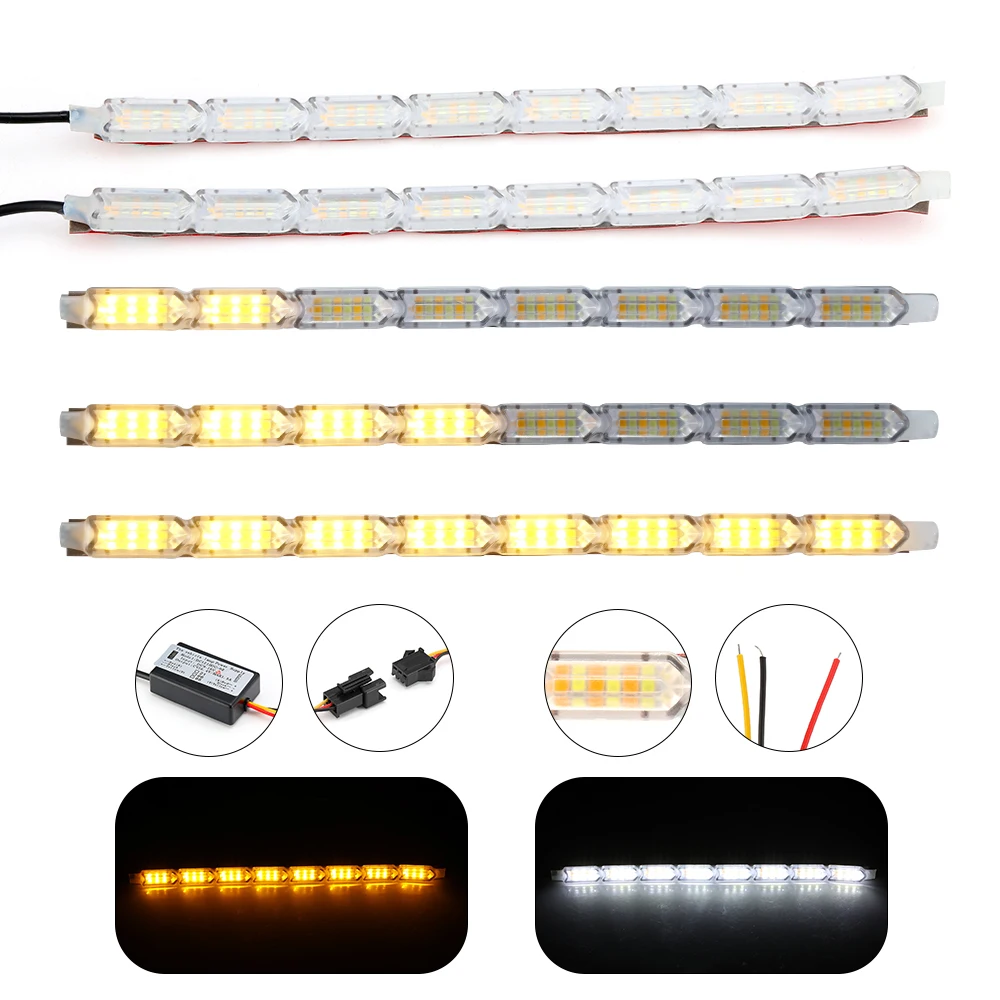 Дневные ходовые огни гибкие светодиодные ленты белые и желтые 2 шт. | Автомобили