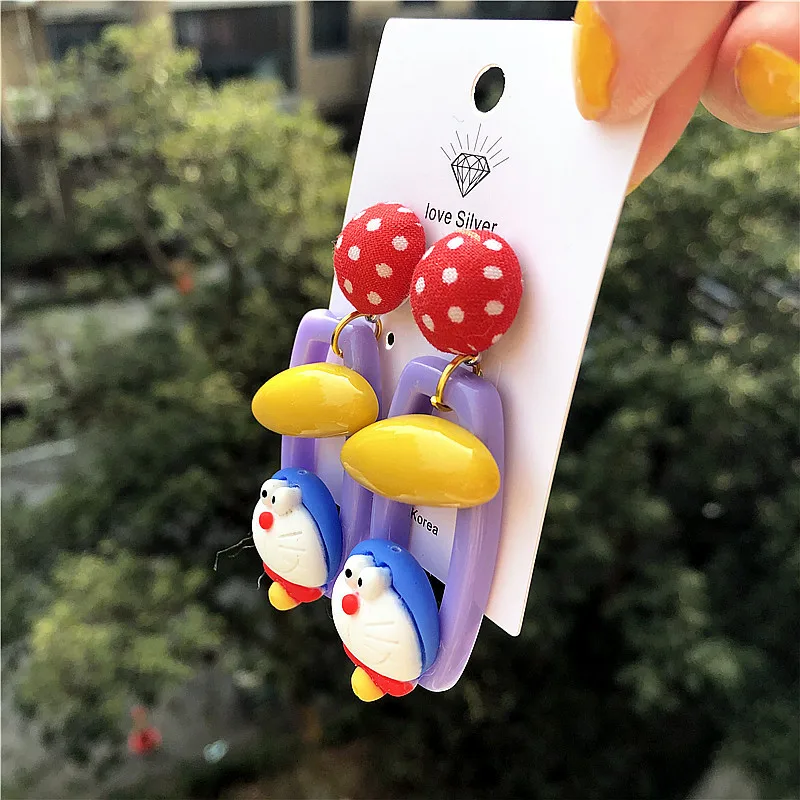 

Linmouge Geometry Square New Earrings For Women Cartoon Animal Anime Cute Vintage Retro Fashion Female Resin Accessories EF68