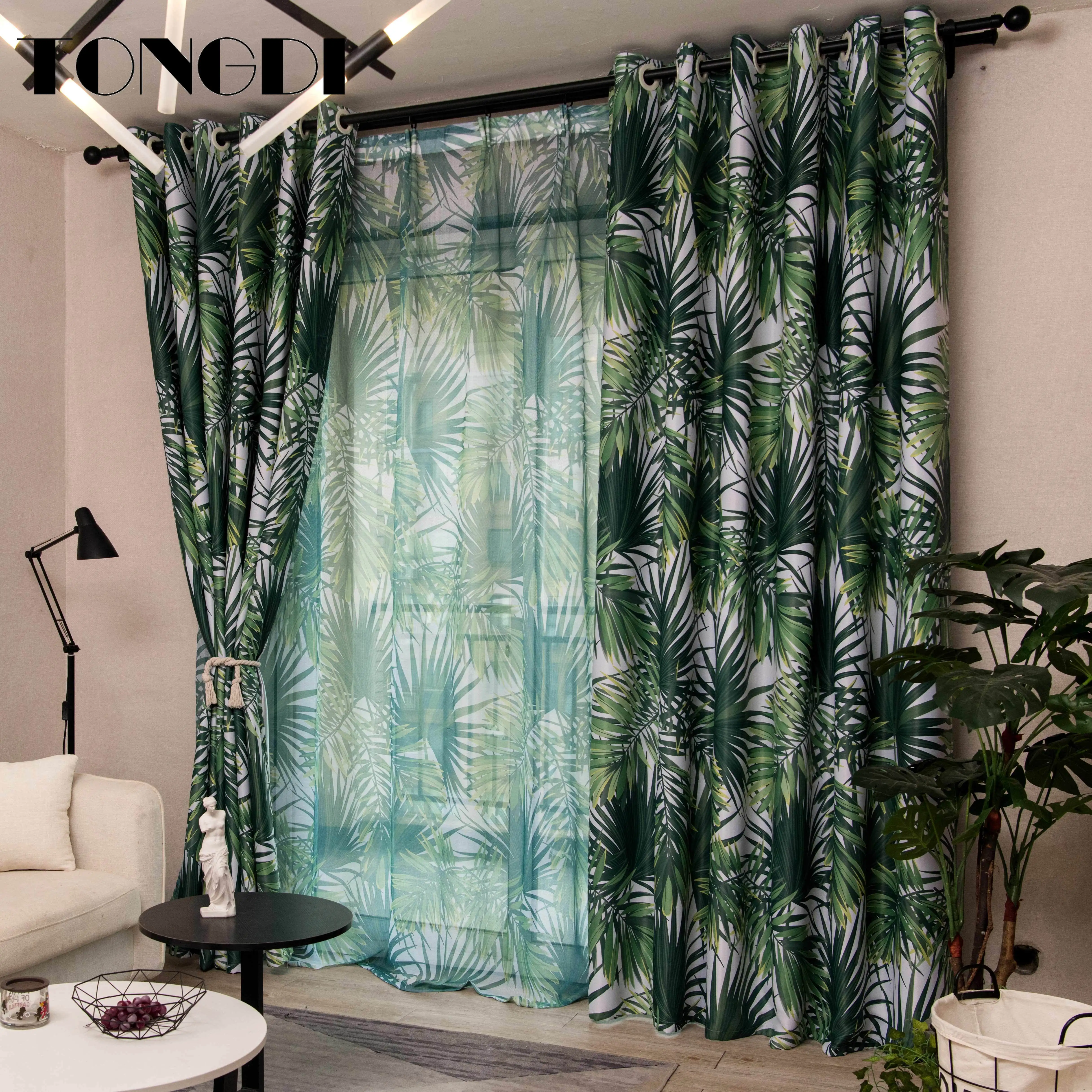 Затемняющая занавеска TONGDI с листьями тропического леса высококлассное
