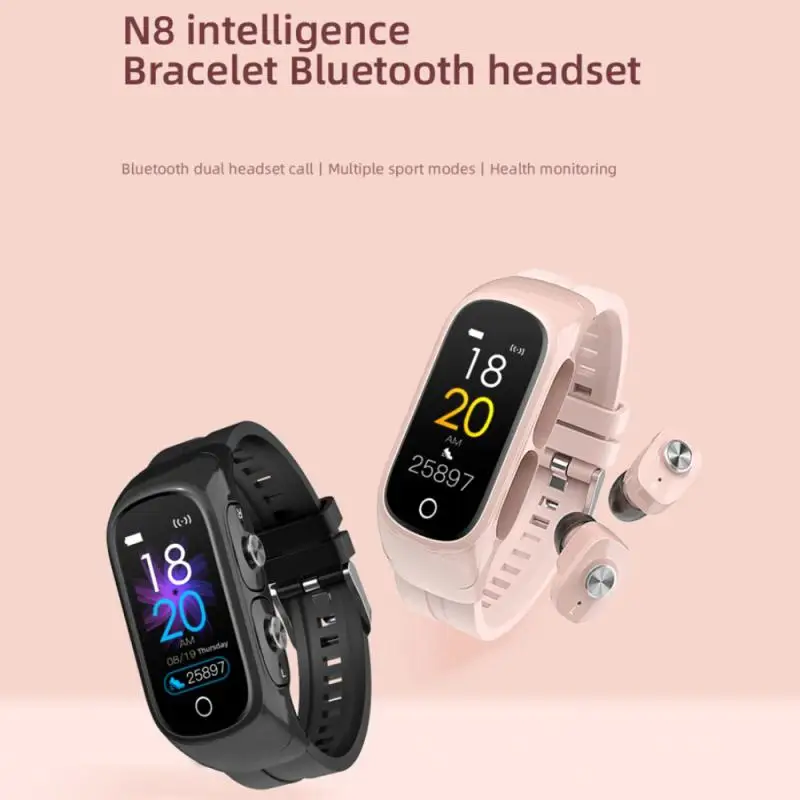 

New N8 Smart Watch 2 In1 Wireless TWS Bluetooth 5.0 Earphone Men Women Blood Pressure Sleep Monitor Sports Smartwatch Bracelet