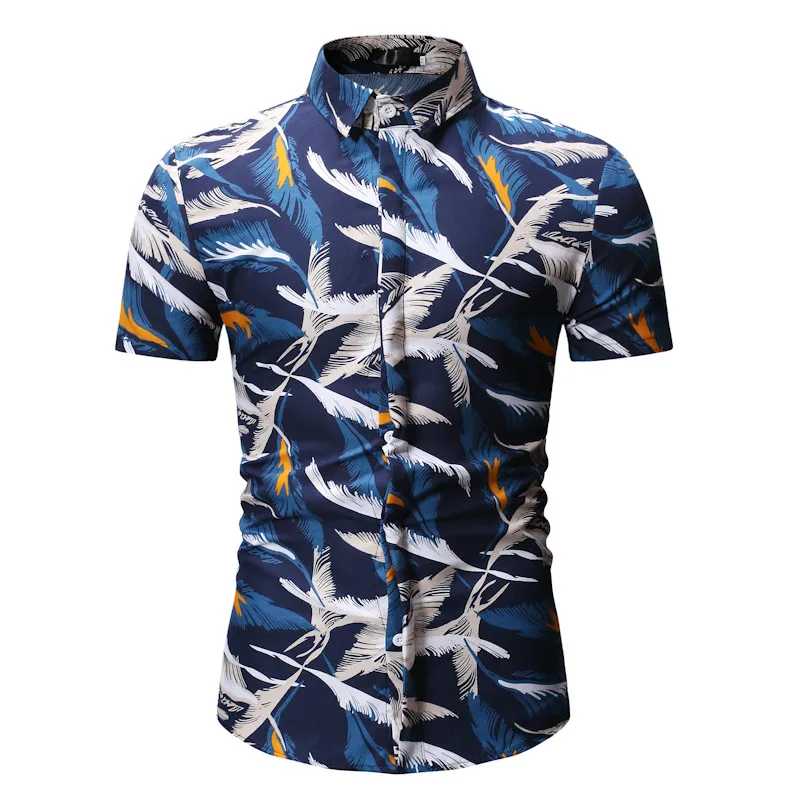 

2020 Summer Fashion New Male Casual Boutique Short Sleeve Slim Flower Shirt / Man's Beach Print Floral Holiday Blouses