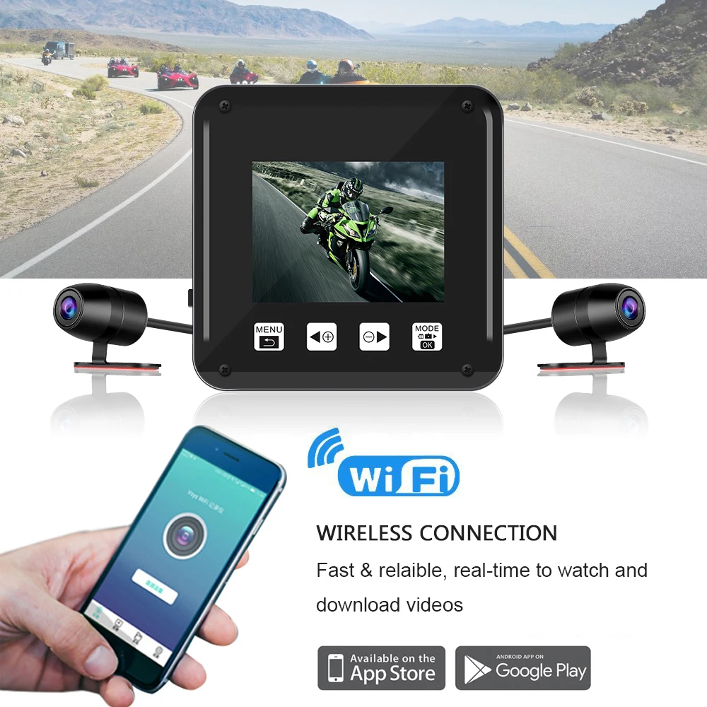 Vsysto Водонепроницаемый видеорегистраторы для мотоциклов Wi Fi Moto тире Cam1080P Full HD с sony