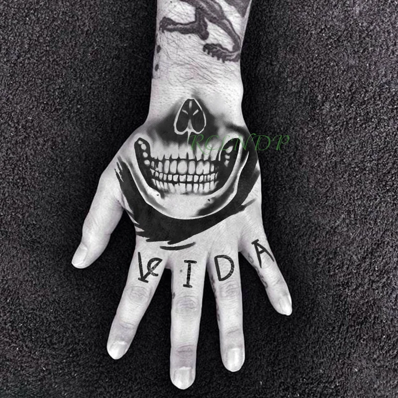 Водостойкая Временная татуировочная наклейка с черепом искусственная