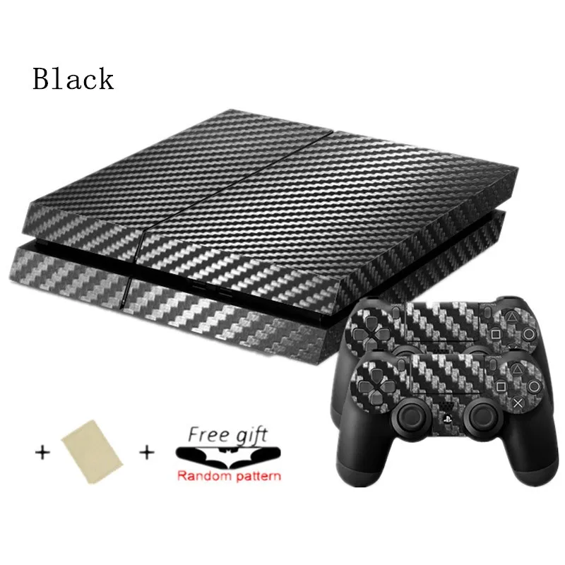 Классический черный углеродного волокна наклейка кожи Ps4 консоли Обложка для Playstation 4 консоли PS4 кожи наклейки+ контроллер защитный