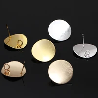 20pcslot gold color 20mm metal round bent stud earrings post base with loop for jewelry making diy earring components findings